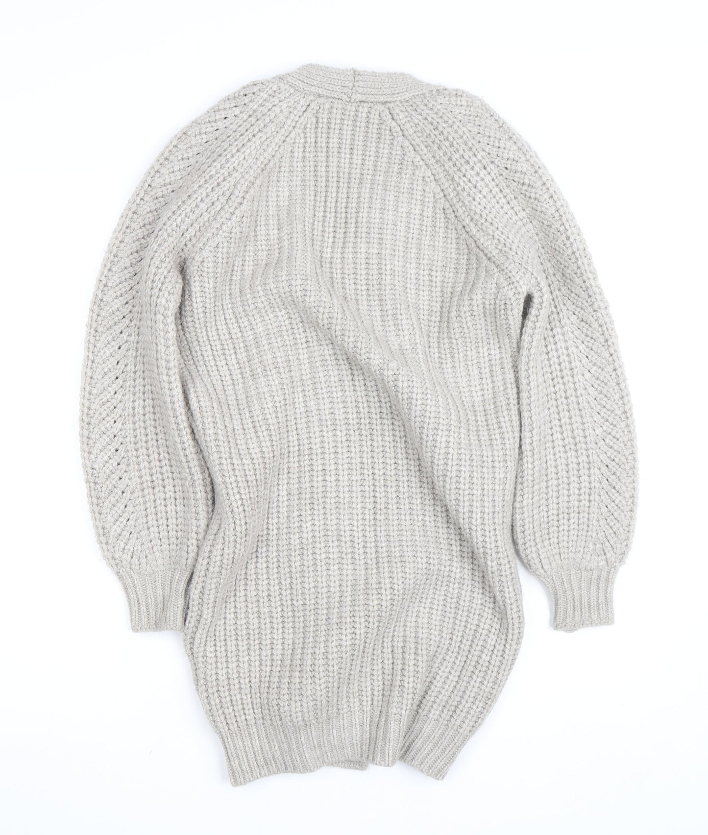 Sosandar Womens Beige Chunky Knit Long Cardigan Size S V-Neck
