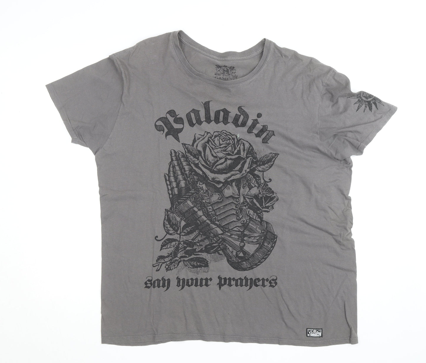 Gametee Men's Grey Paladin Graphic Cotton T-Shirt Size XL