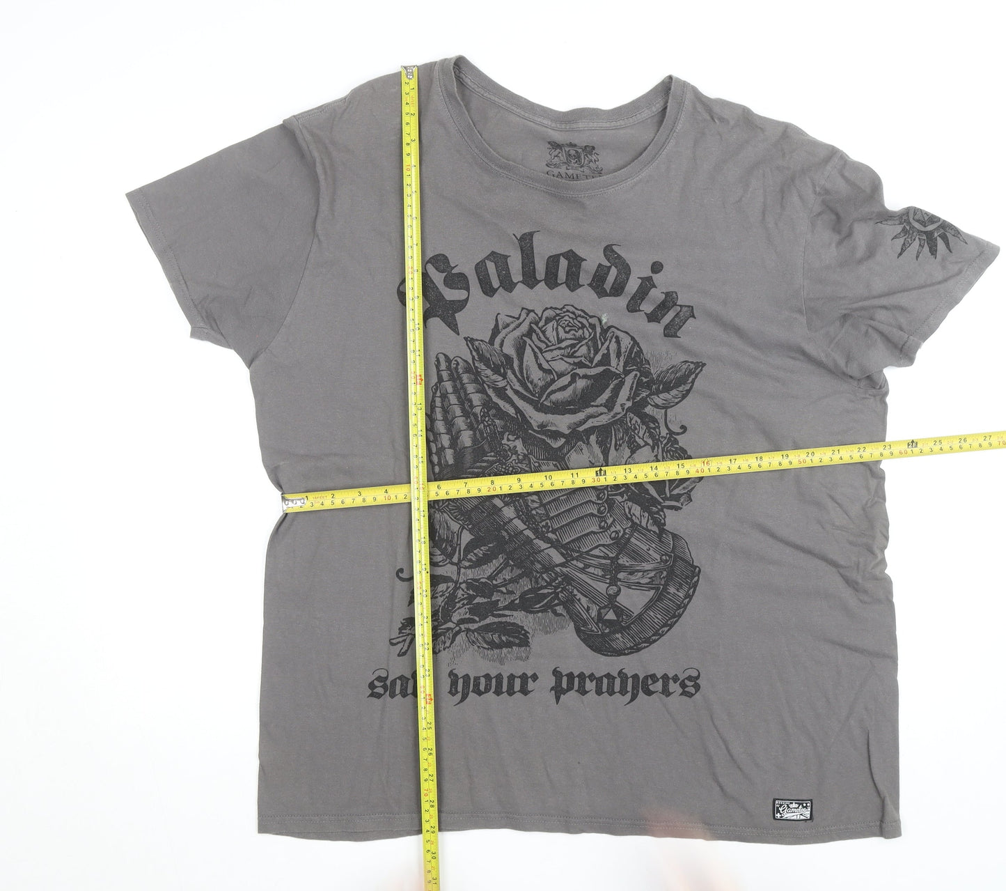Gametee Men's Grey Paladin Graphic Cotton T-Shirt Size XL