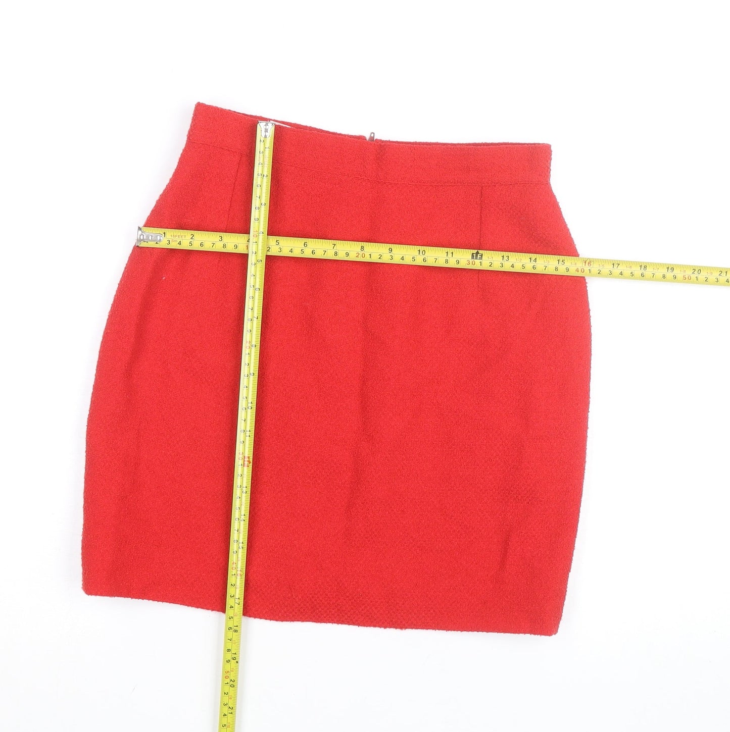 Magia by Anticoli Women Red Wool Tweed Pencil Skirt Size 14