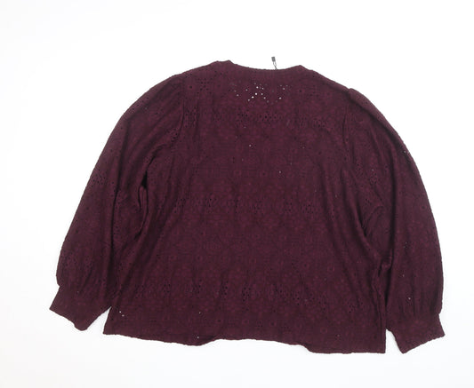 Gallery Womens Purple Lace Long Sleeve Tunic Blouse Size XL