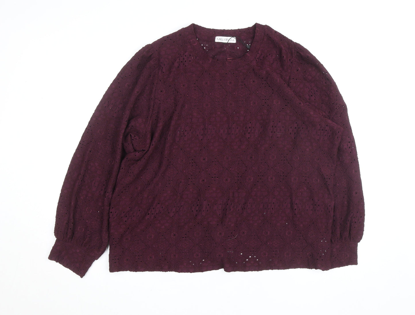 Gallery Womens Purple Lace Long Sleeve Tunic Blouse Size XL