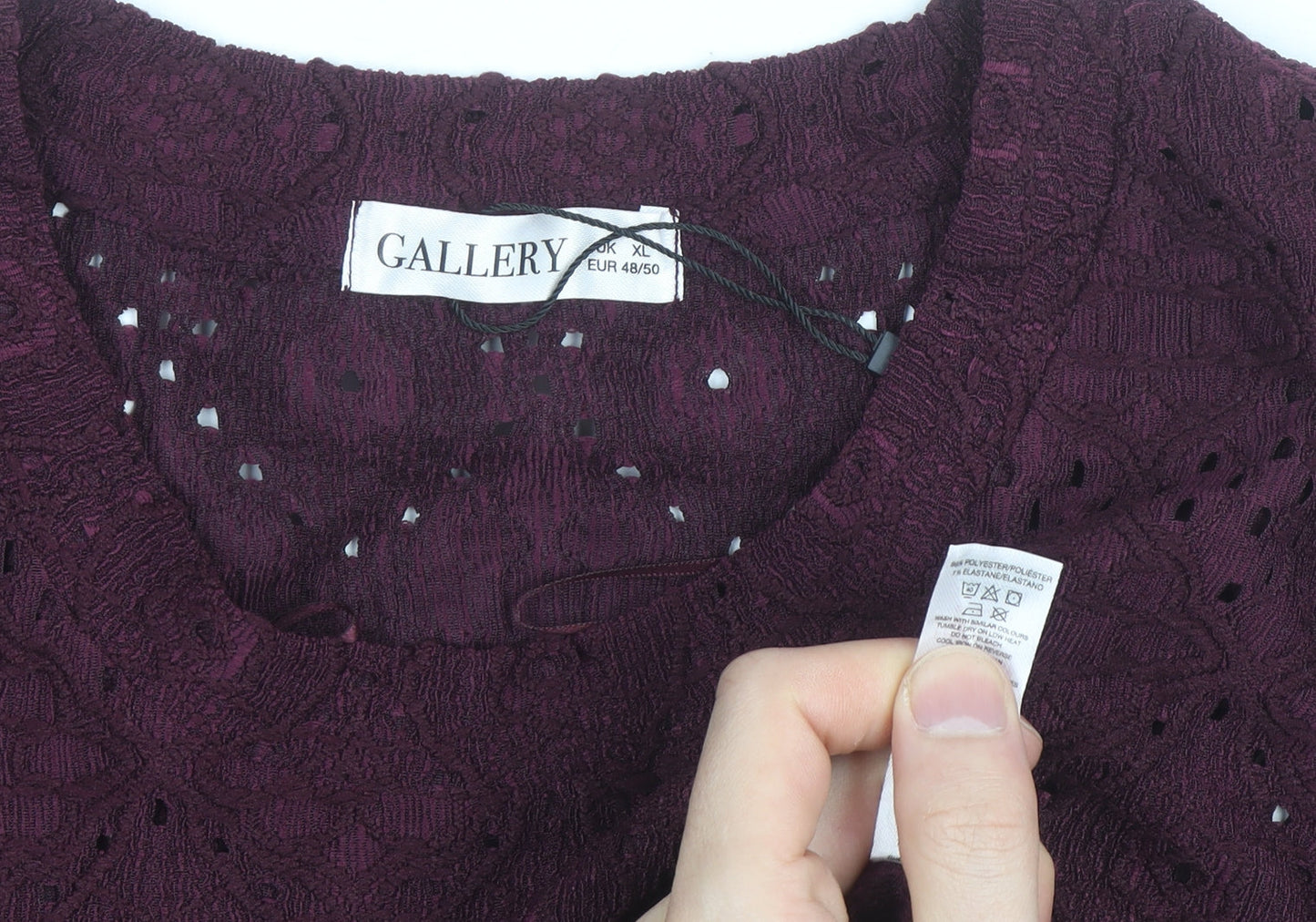 Gallery Womens Purple Lace Long Sleeve Tunic Blouse Size XL