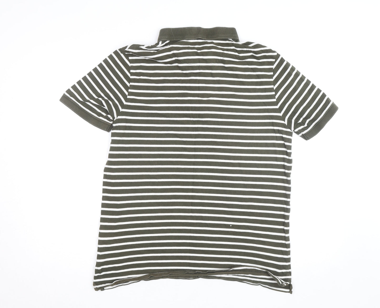 Lyle & Scott Mens Khaki White Striped Polo Shirt XL Short Sleeve