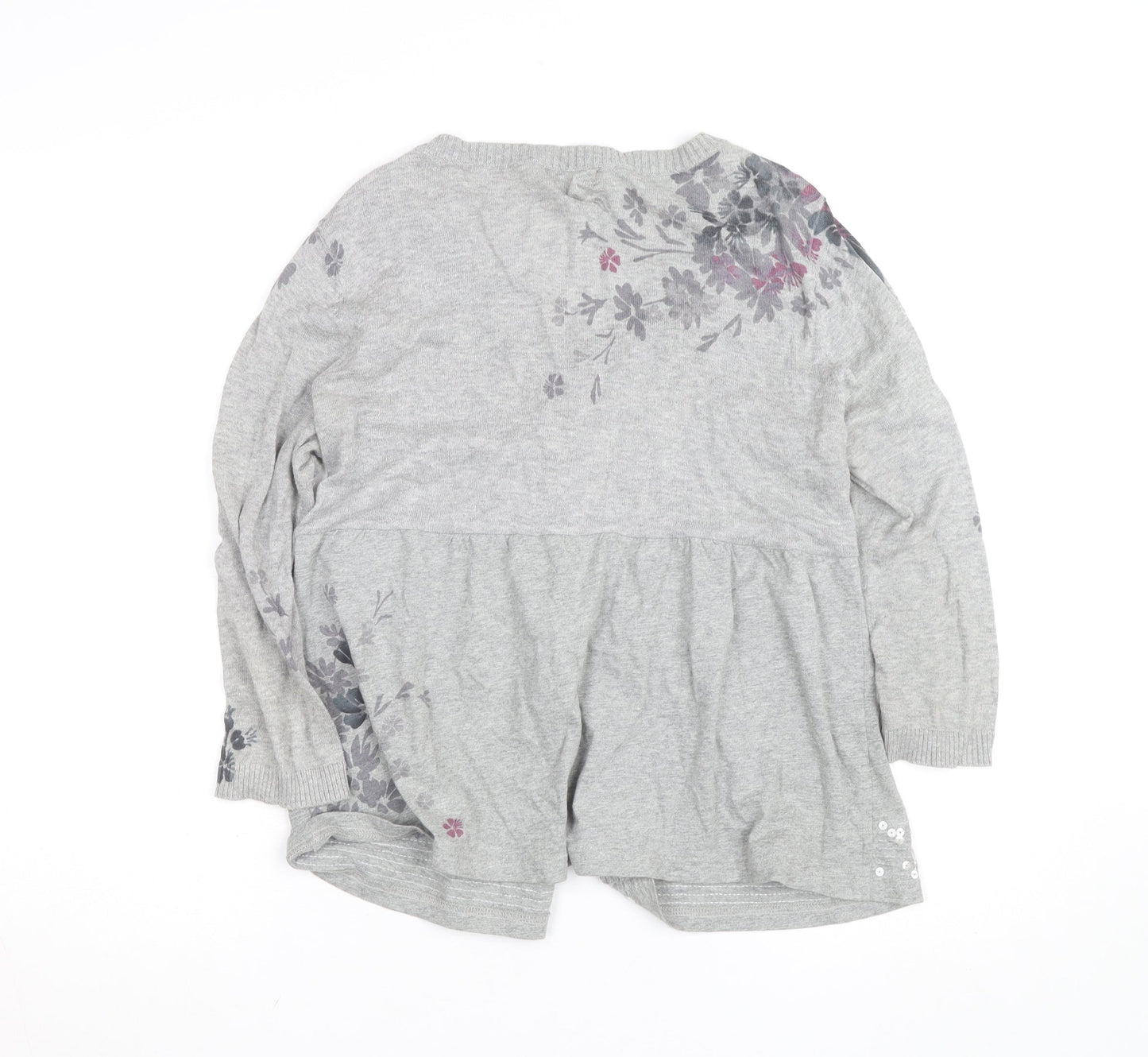 Next Women’s Grey Floral Sequin Cardigan Size 14 V-Neck Knit