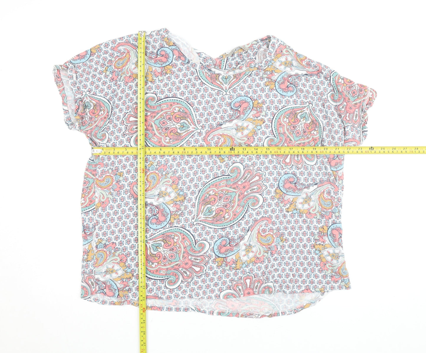 Marks and Spencer Women’s Multicoloured Paisley Short Sleeve Blouse UK 20