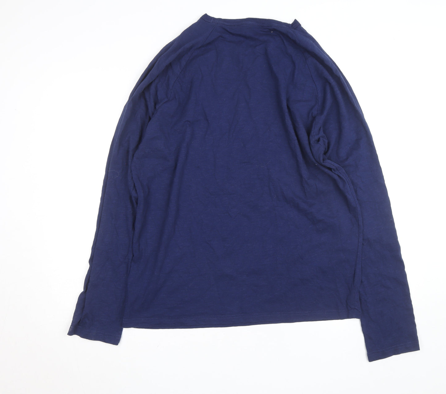 Tommy Hilfiger Men Blue XL Long Sleeve Cotton Crew Neck Top