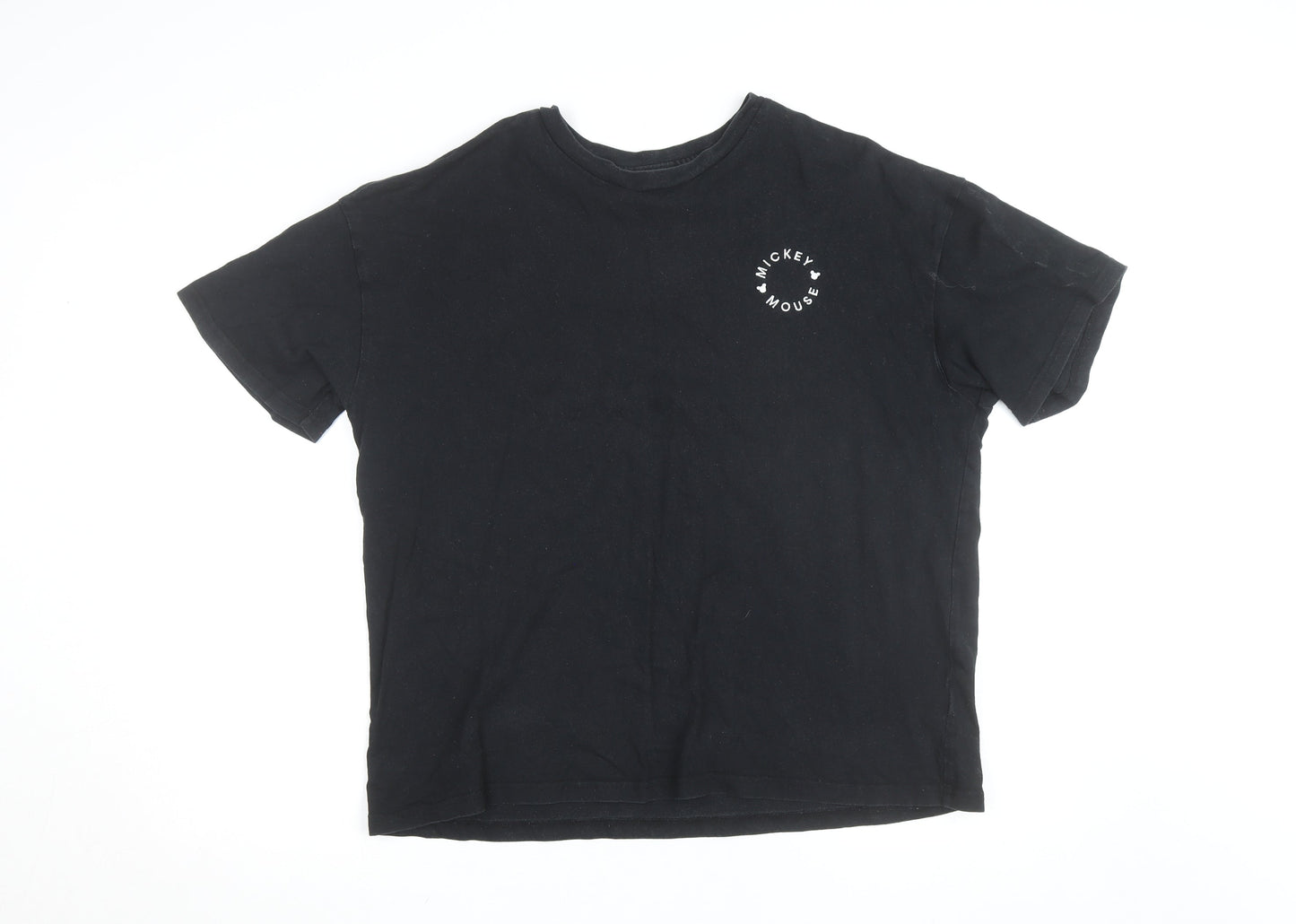 Disney Teens Black Mickey Mouse Graphic Cotton T-Shirt L