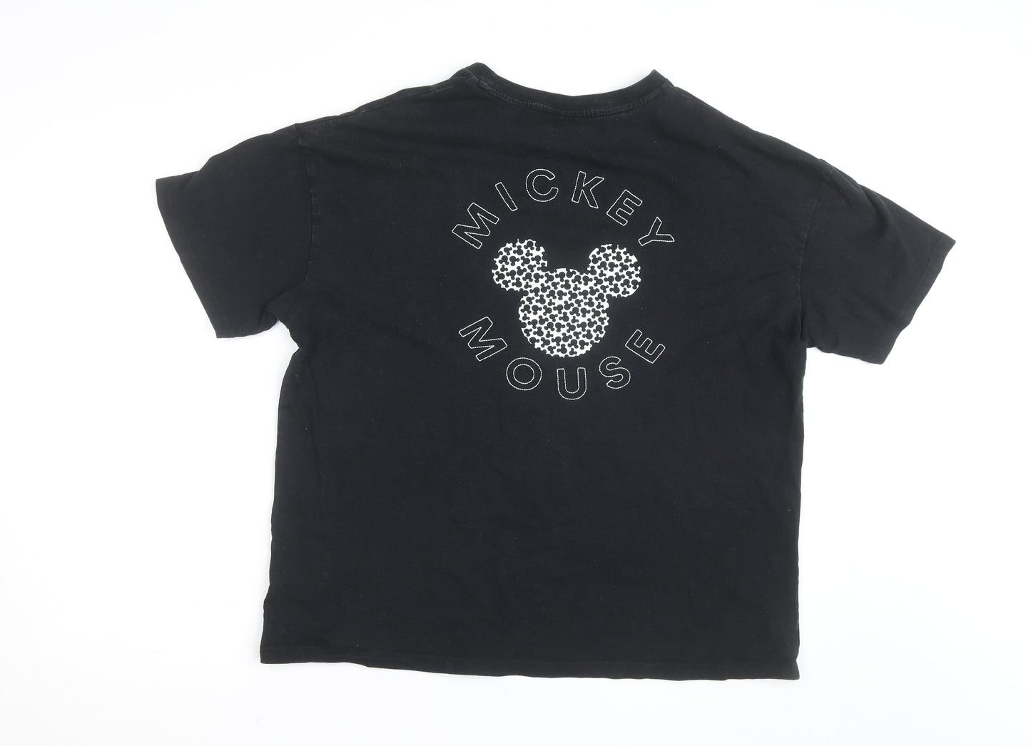 Disney Teens Black Mickey Mouse Graphic Cotton T-Shirt L