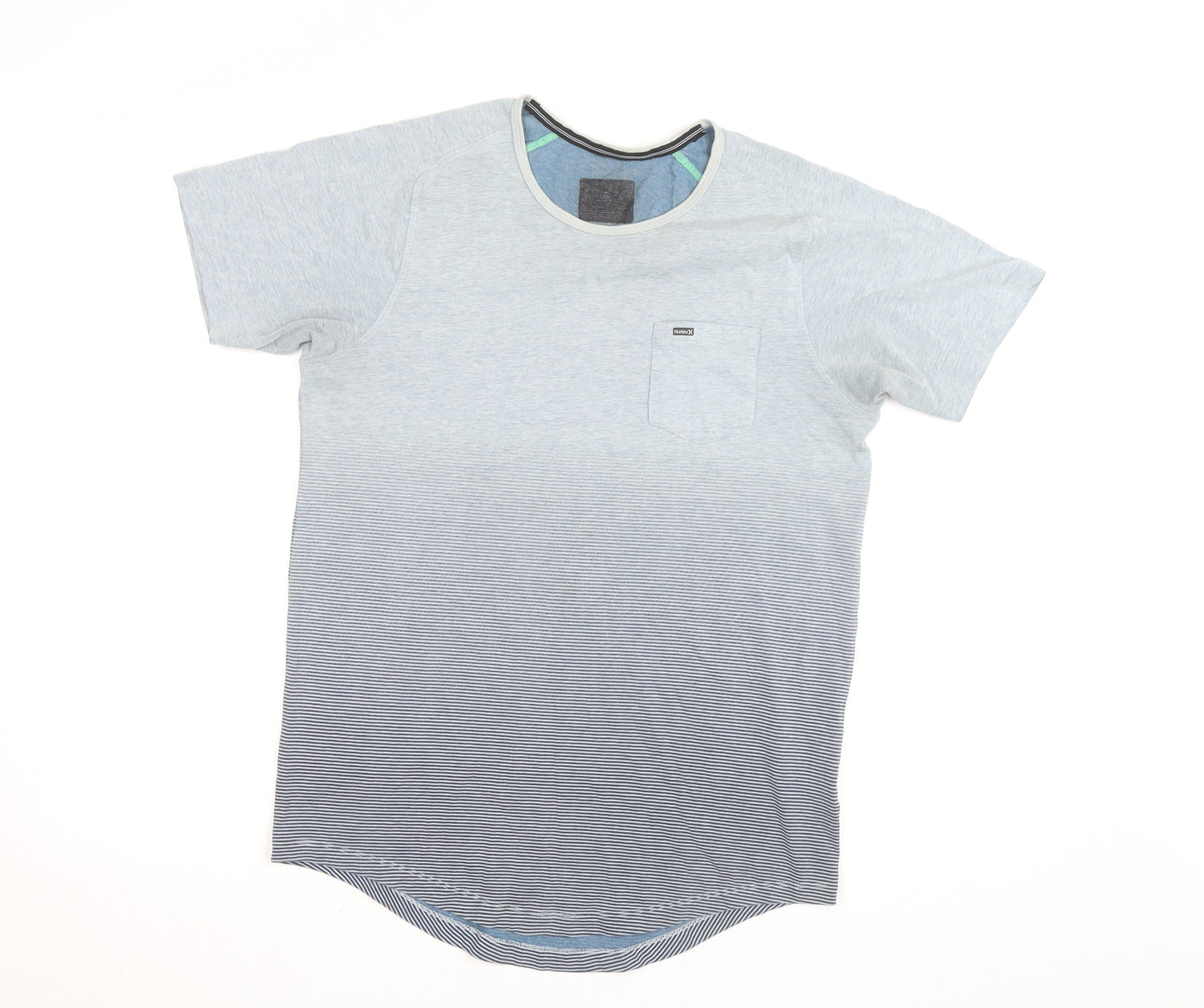 Hurley Men's Grey Striped Crew Neck Short Sleeve T-Shirt Size M