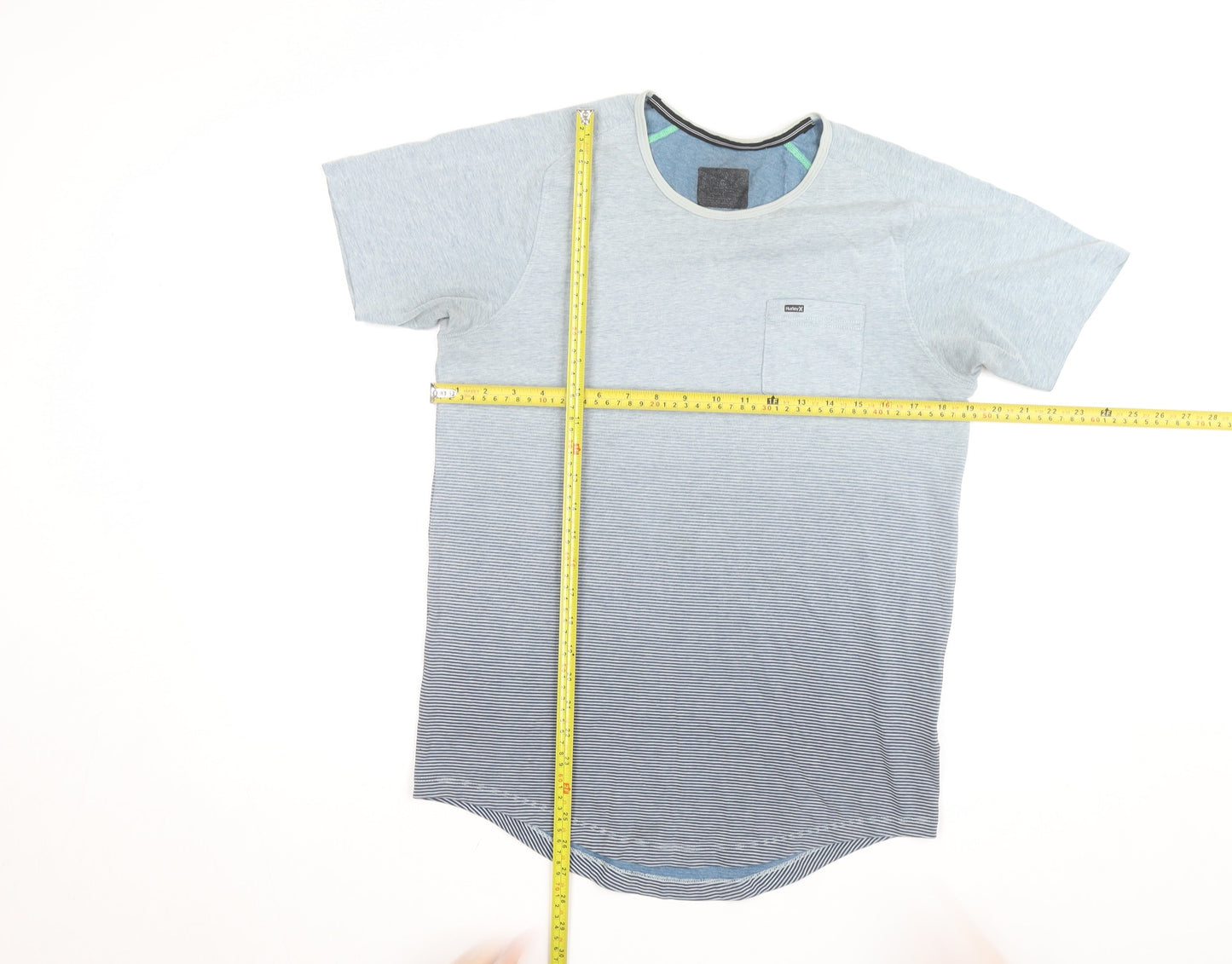 Hurley Men's Grey Striped Crew Neck Short Sleeve T-Shirt Size M