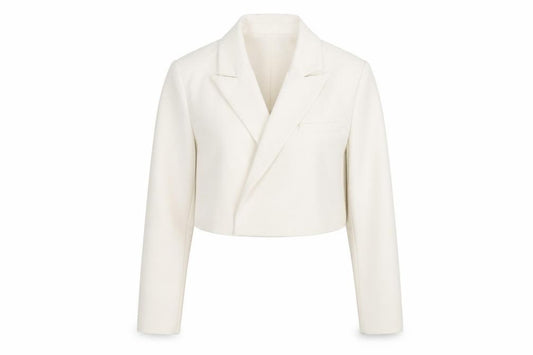 Zara Women Ivory Cropped Slim Fit Blazer Size 8