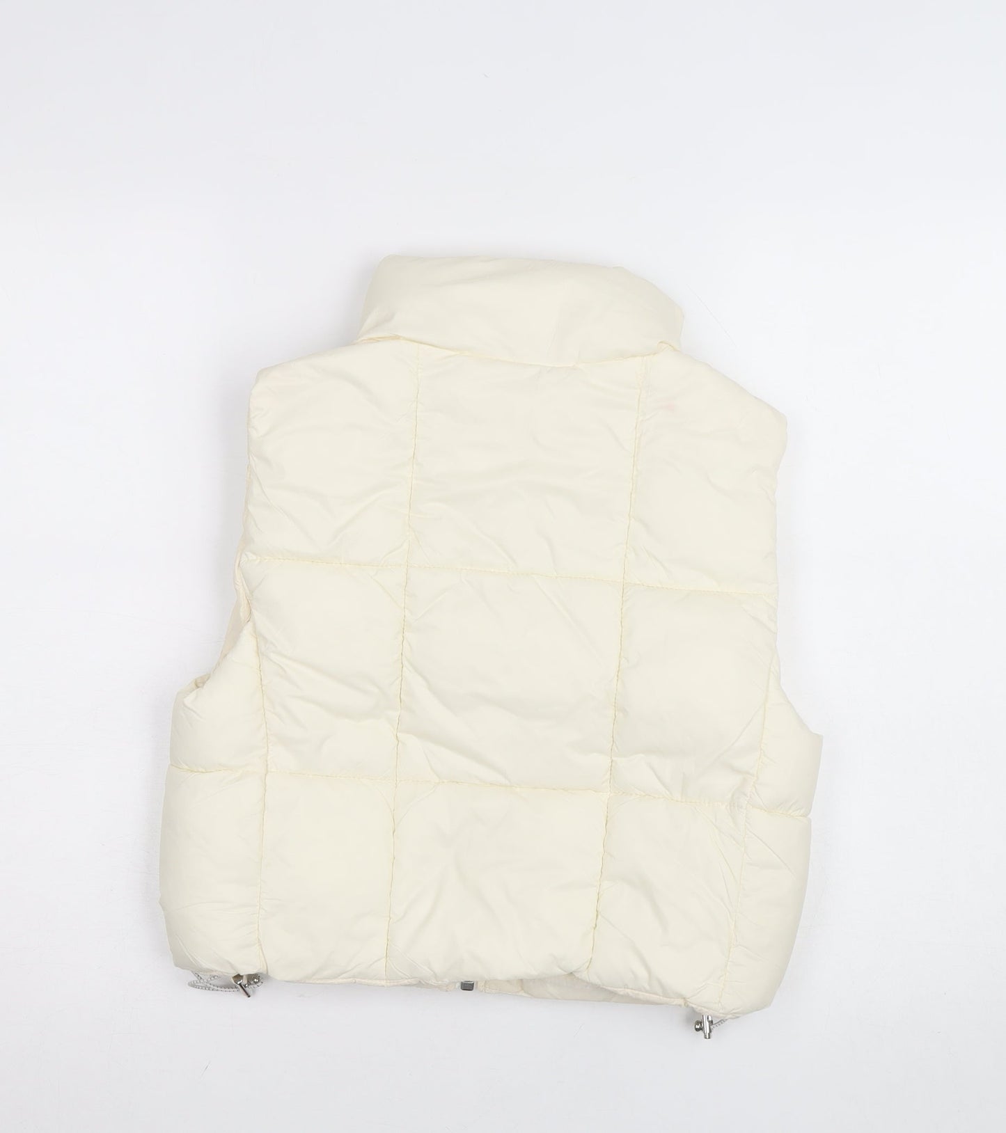 Pull & Bear Women’s Ivory XS Puffer Waistcoat with Zip Detail