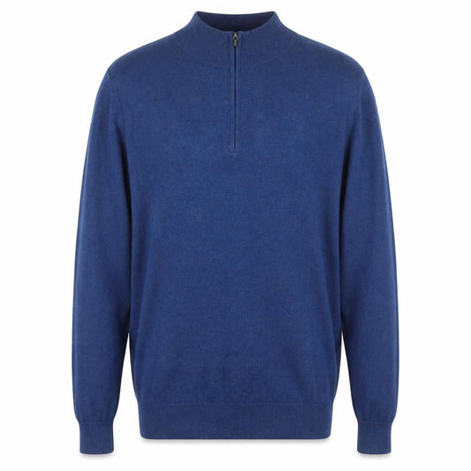 L.L. Bean Men's Blue Cotton Cashmere 1/4 Zip Jumper L Tall