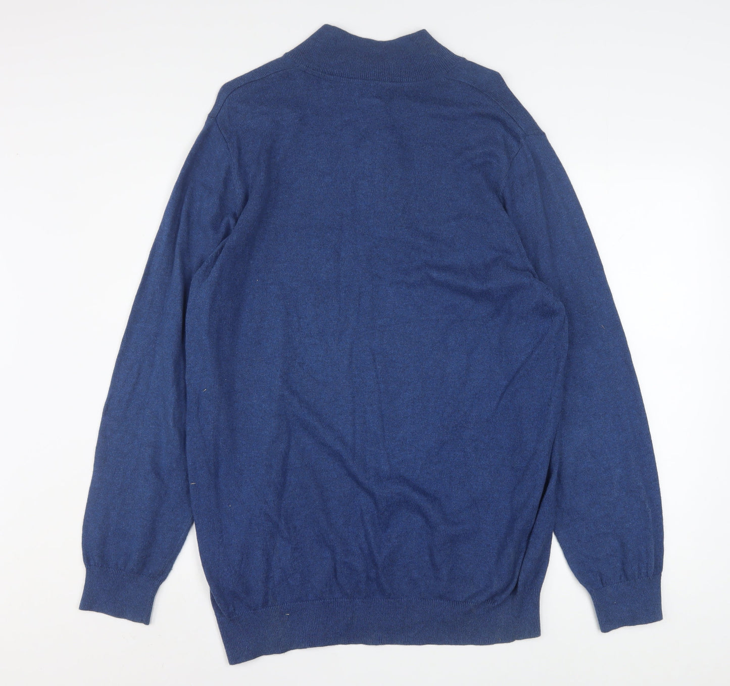 L.L. Bean Men's Blue Cotton Cashmere 1/4 Zip Jumper L Tall