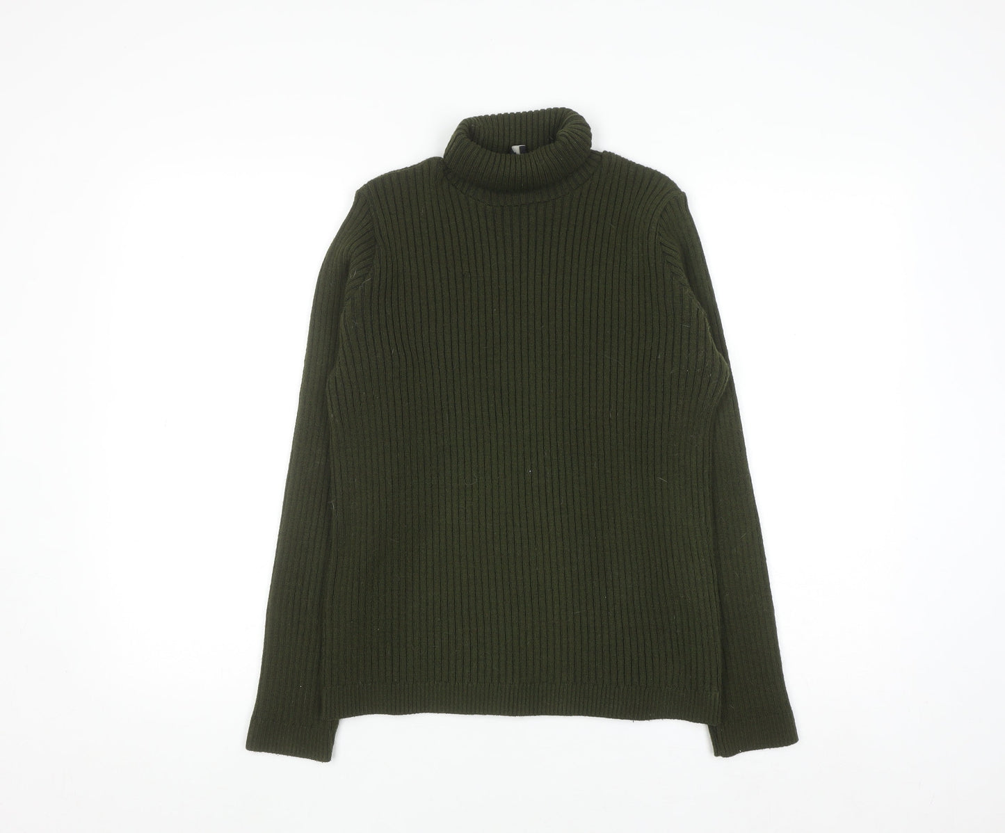 ASOS Women Green Roll Neck Ribbed Knit Long Sleeve Jumper Size 10