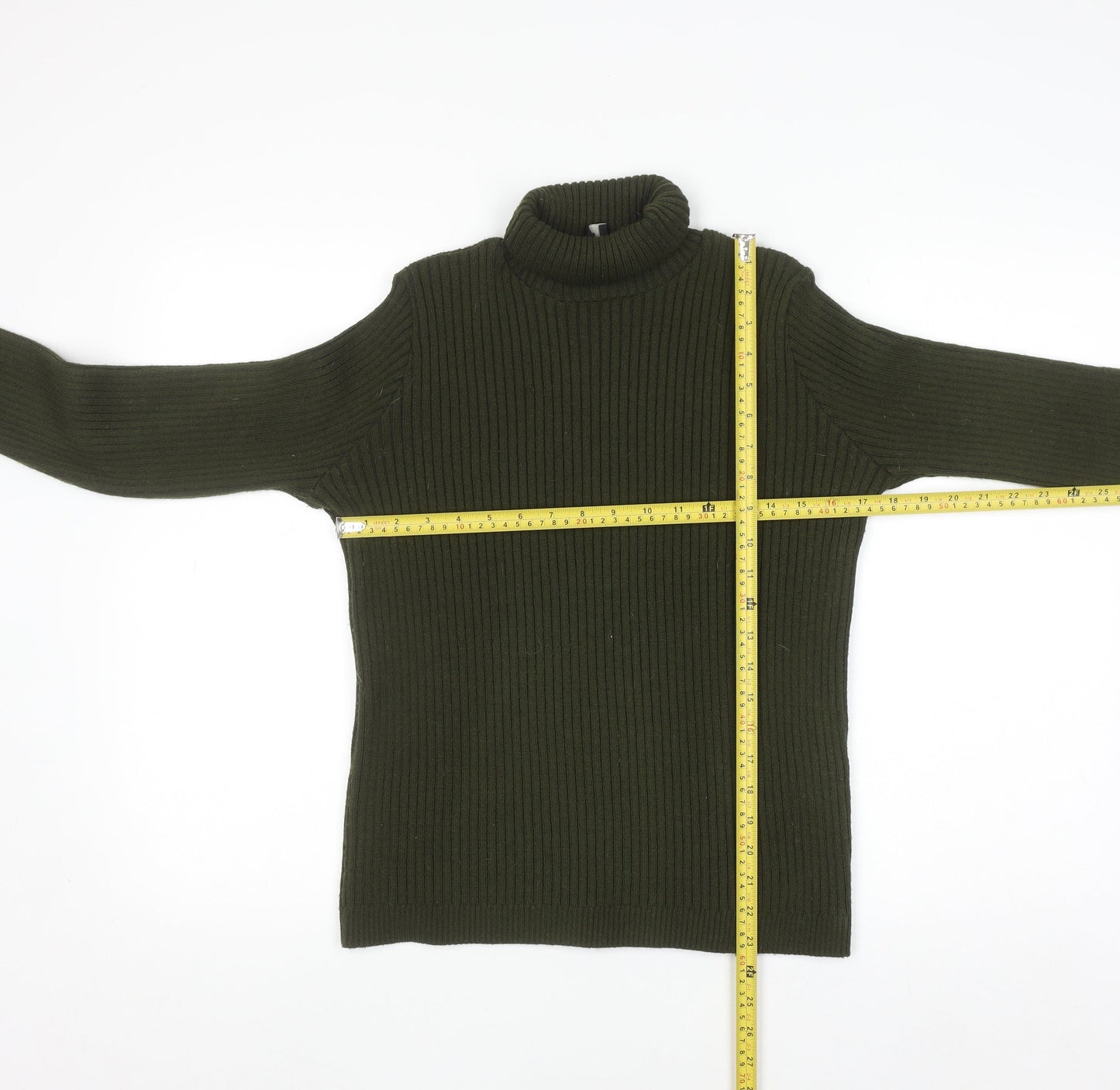 ASOS Women Green Roll Neck Ribbed Knit Long Sleeve Jumper Size 10