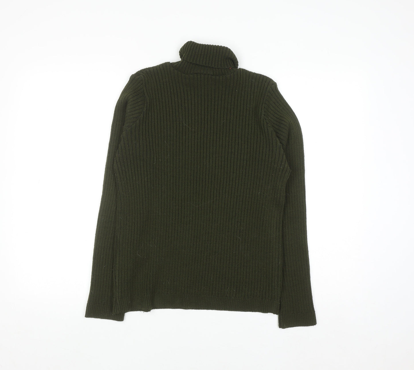 ASOS Women Green Roll Neck Ribbed Knit Long Sleeve Jumper Size 10