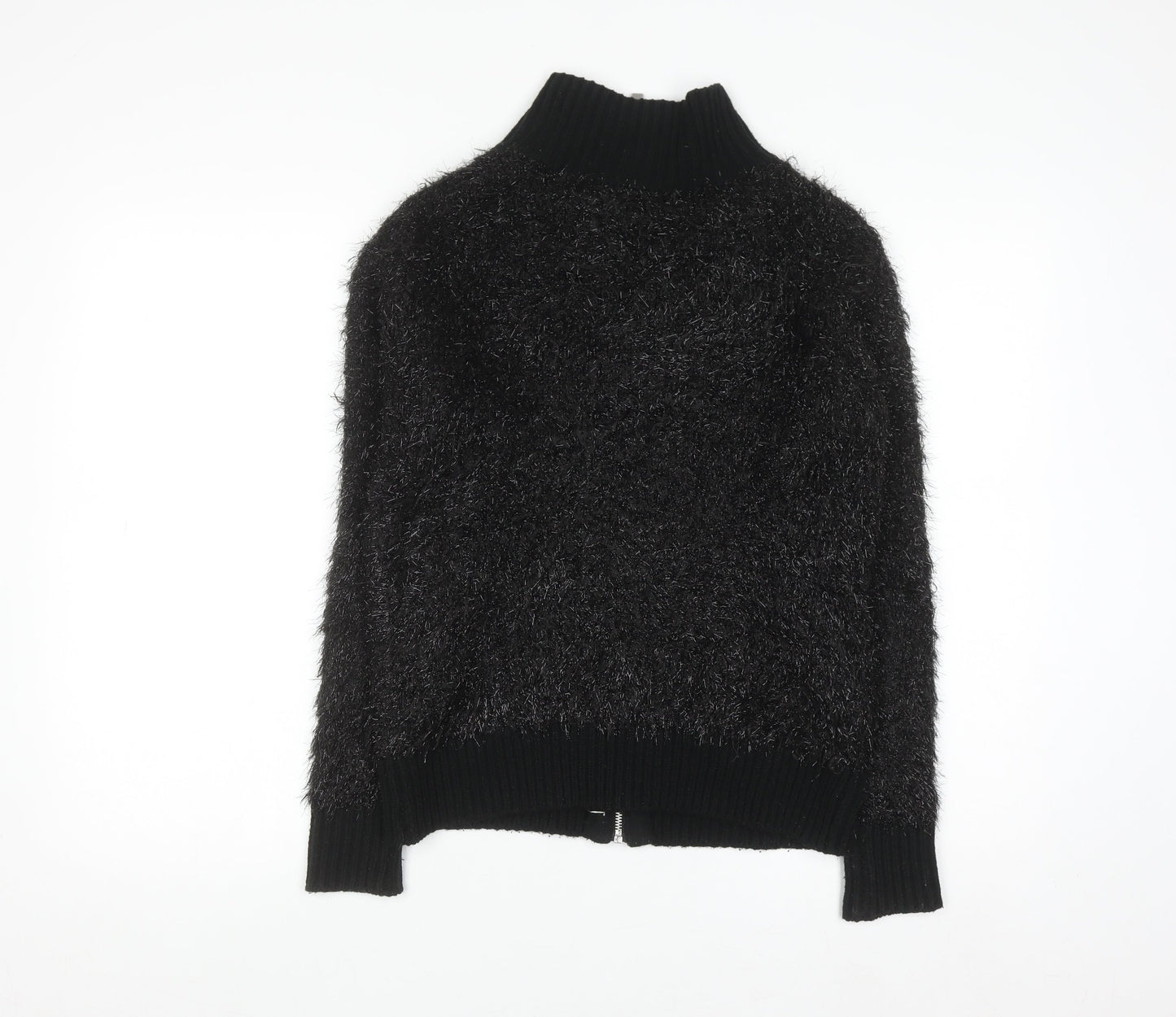 Oliver Bonas Womens Black Full Zip High Neck Jumper Size 6