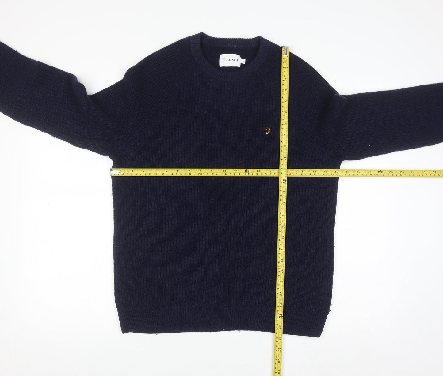 Farah Men's Blue Lambswool Crew Neck Jumper Size M