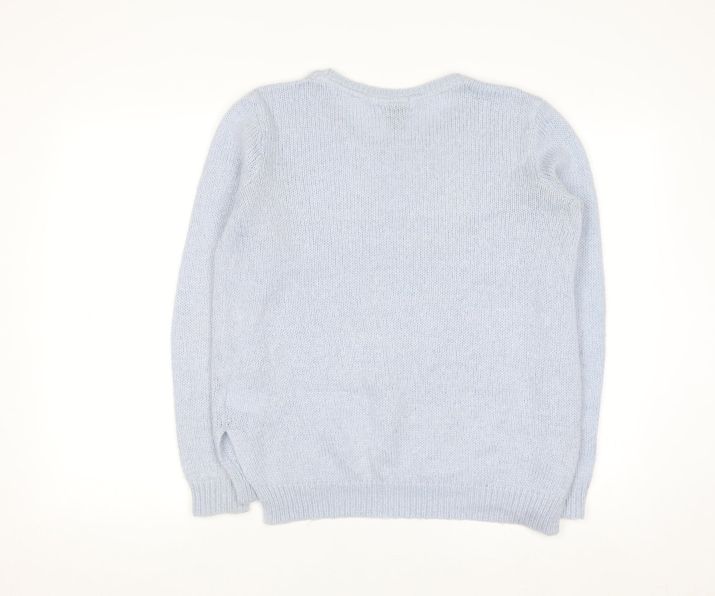 H&M Women Blue Pullover Knit Crew Neck Jumper Size S