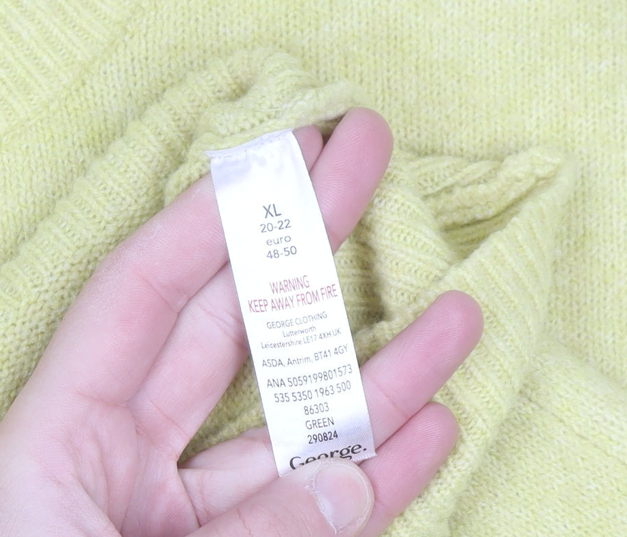 George Women Green XL Relaxed Crew Neck Pullover Jumper