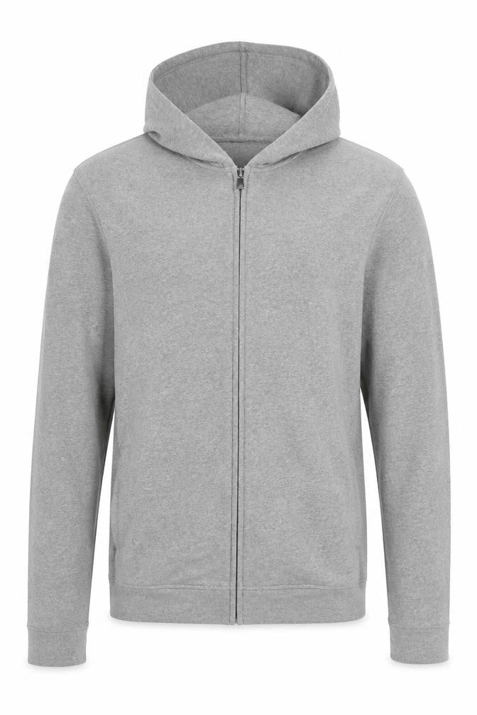 Jaeger Men's Grey Full Zip Cotton Hoodie M Regular Fit