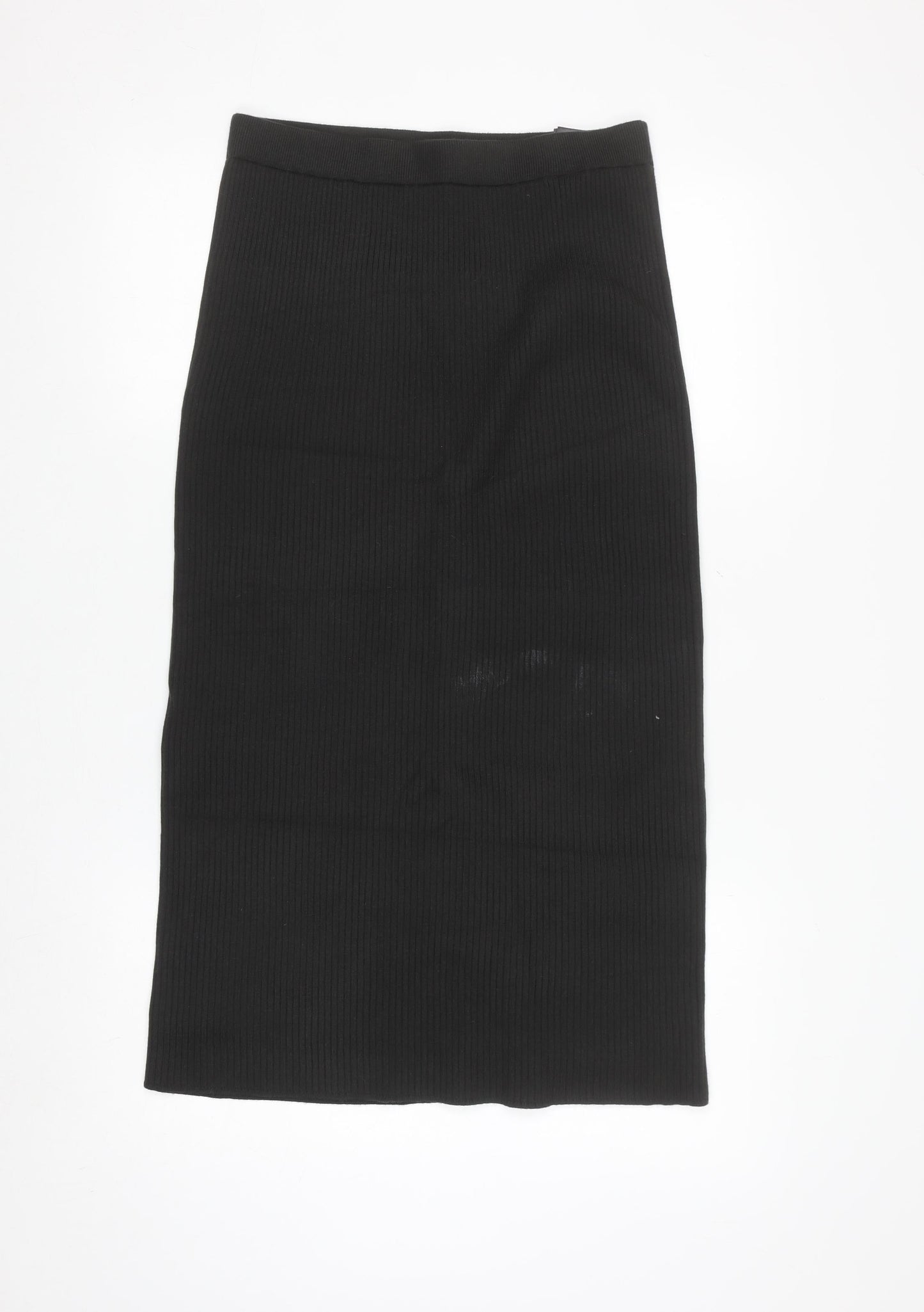 UNIQLO Women Black M Ribbed Knit Pencil Midi Skirt