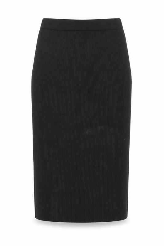 UNIQLO Women Black M Ribbed Knit Pencil Midi Skirt