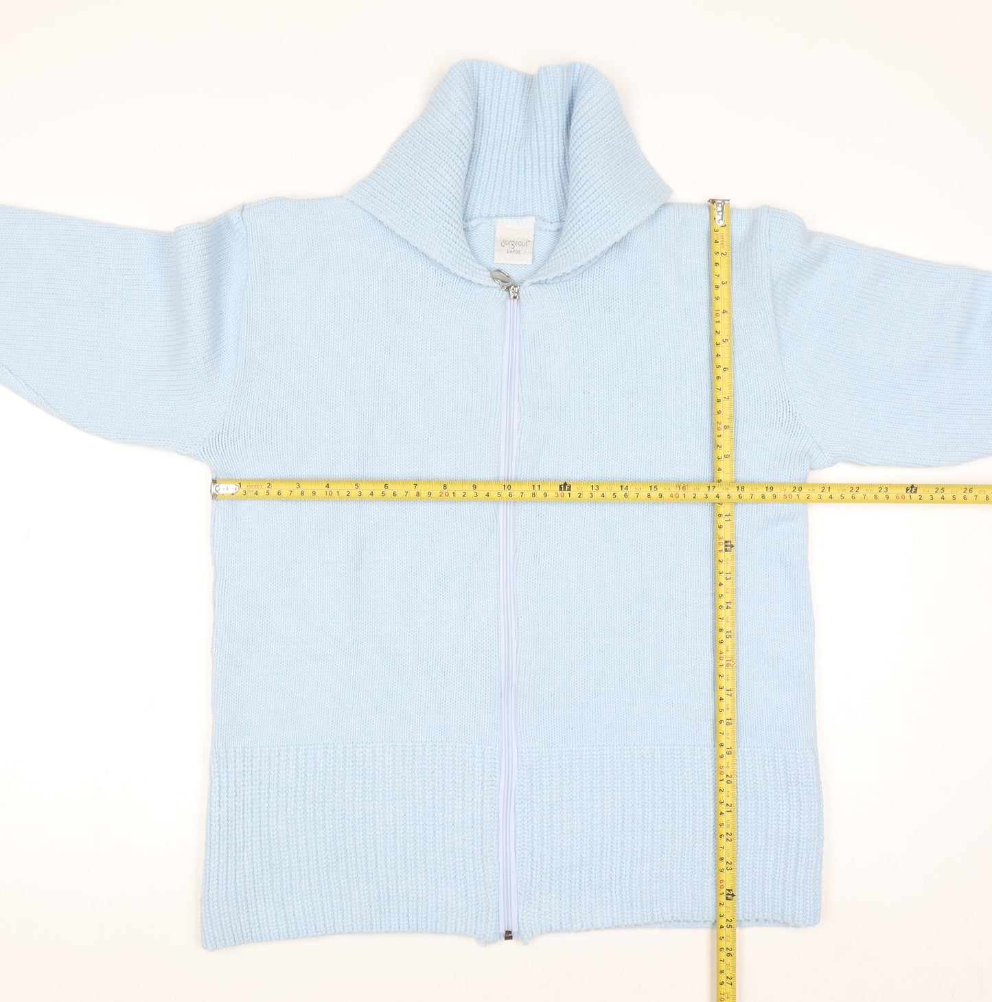 Gorgeous Women Light Blue Full Zip Knit Cardigan Size L