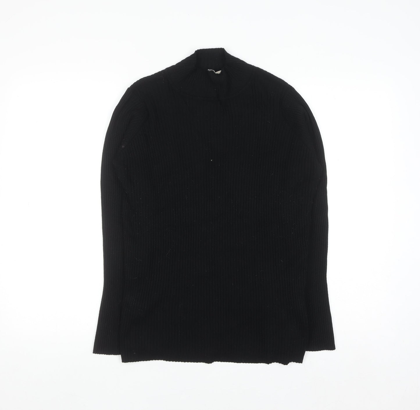 Anthology Womens Black Mock Neck Ribbed Knit Pullover Jumper Size 20