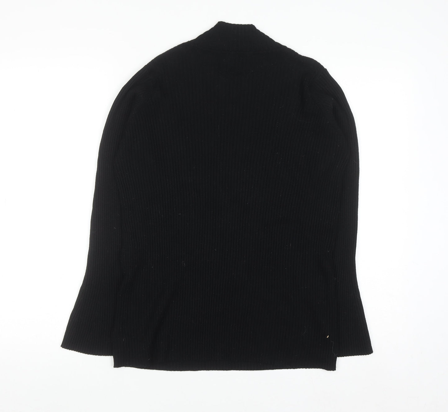 Anthology Womens Black Mock Neck Ribbed Knit Pullover Jumper Size 20