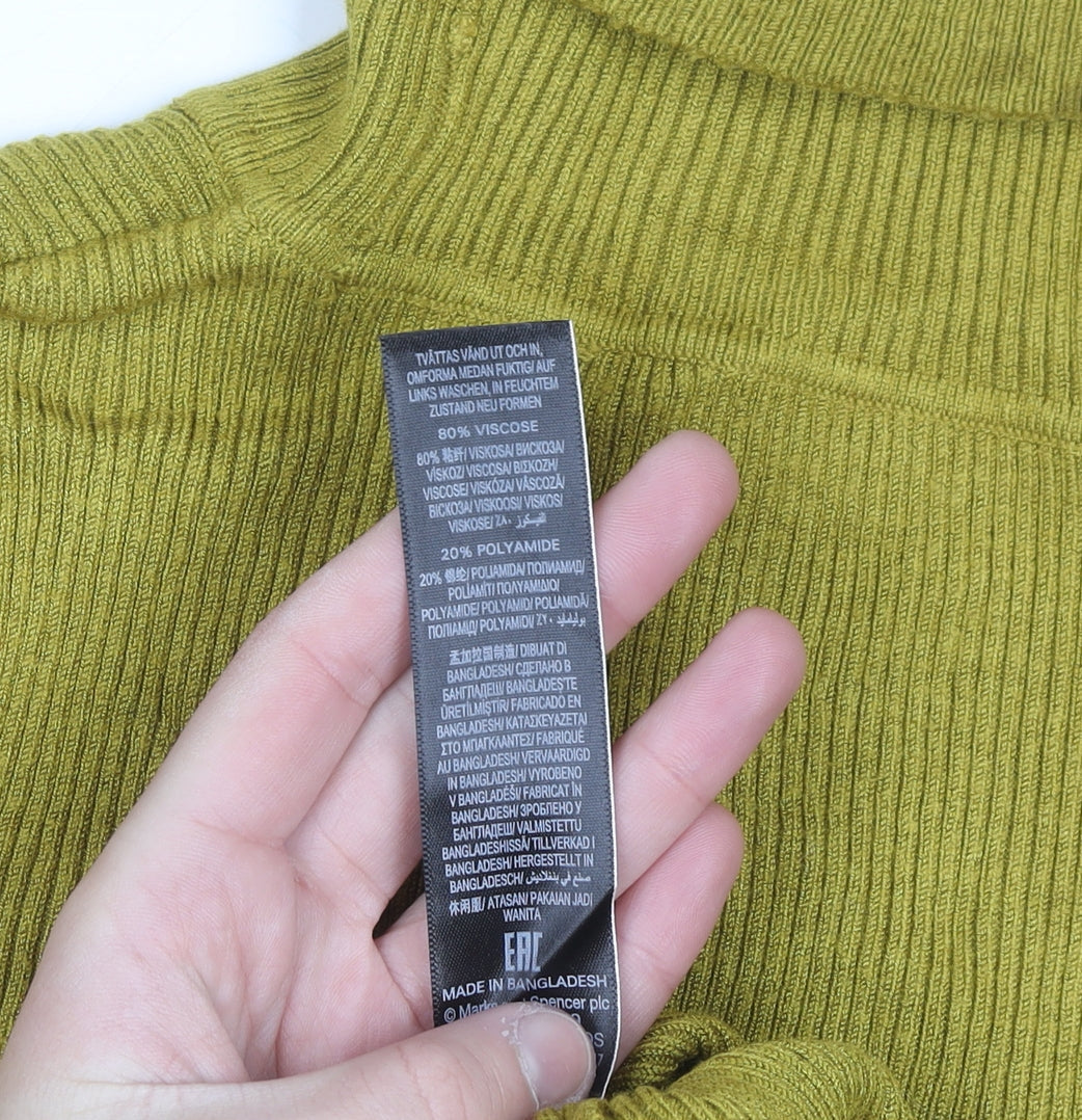 Marks and Spencer Womens Brown Roll Neck Ribbed Jumper Size 10