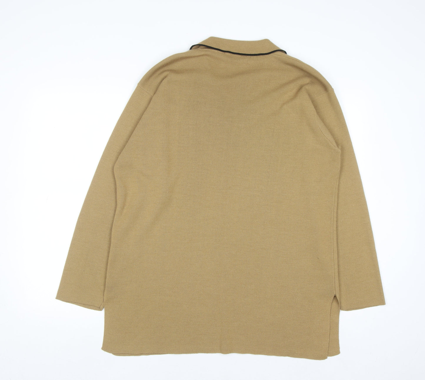 Marks and Spencer Women’s Beige Collared Long Sleeve Acrylic Jumper Size 18