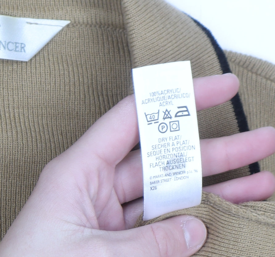 Marks and Spencer Women’s Beige Collared Long Sleeve Acrylic Jumper Size 18