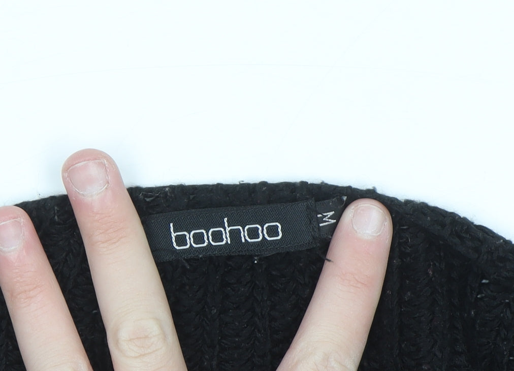 Boohoo Women's Black M Chunky Knit V-Neck Cardigan