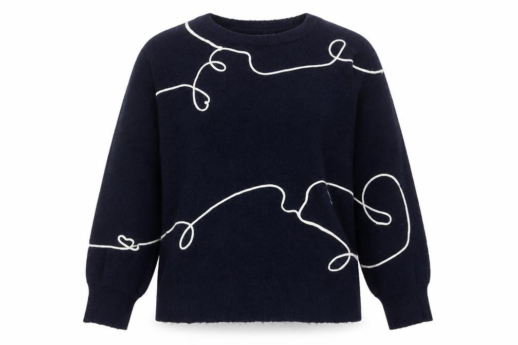 Monsoon Women Blue Medium Pullover Jumper Acrylic Knit Crew Neck