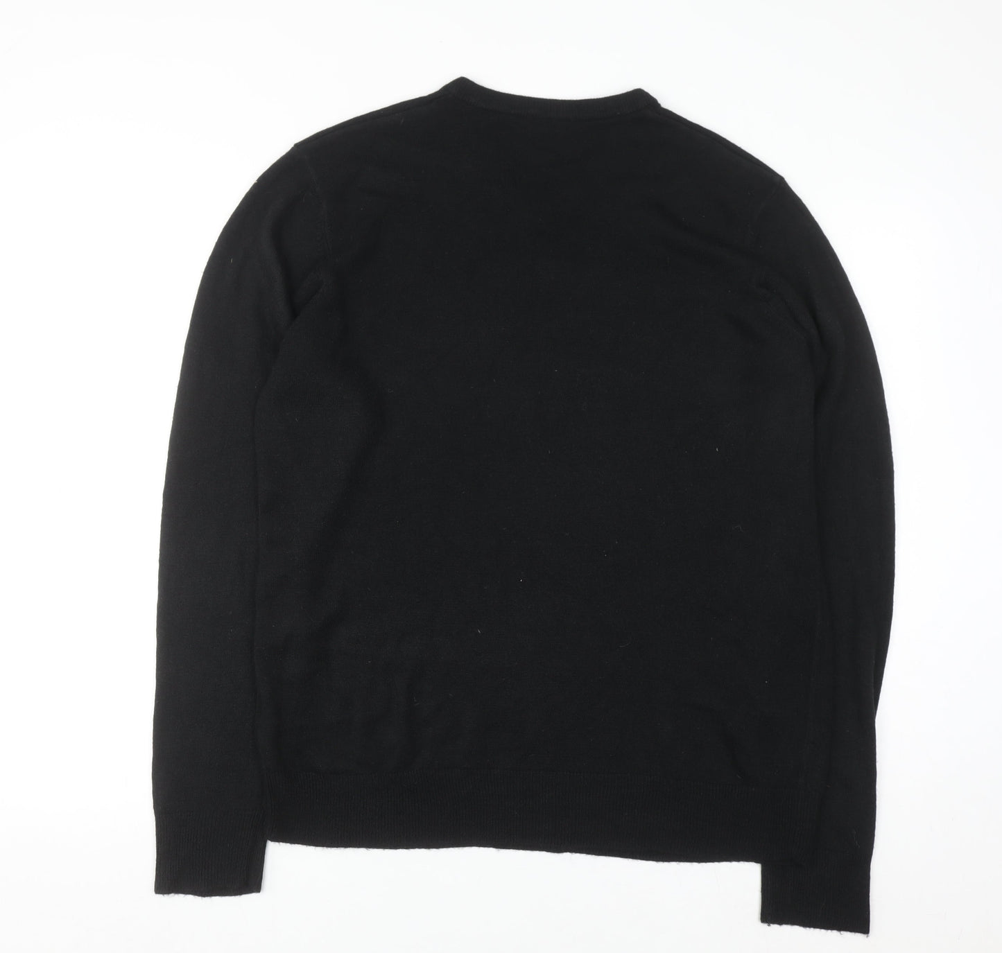 Alphar One Mens Black V-Neck Acrylic Jumper L Long Sleeve Classic Knit