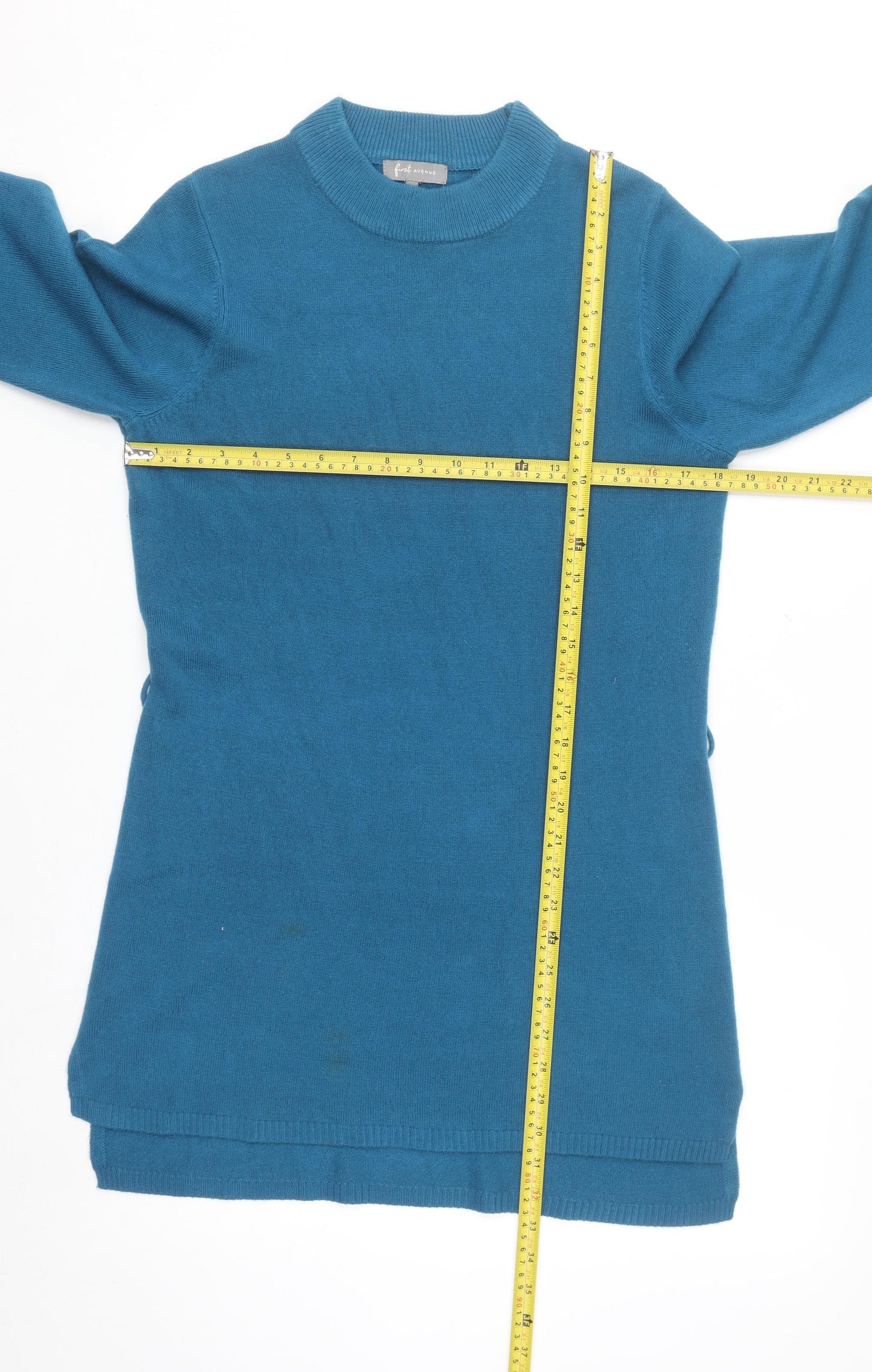 First Avenue Women’s Blue Mock Neck Long Sleeve Tunic Jumper Size S