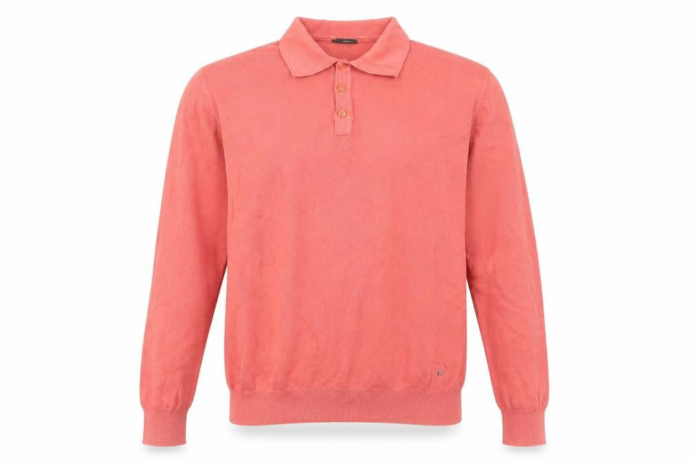 New Man Men's Pink Cotton Collared Henley Jumper Size L