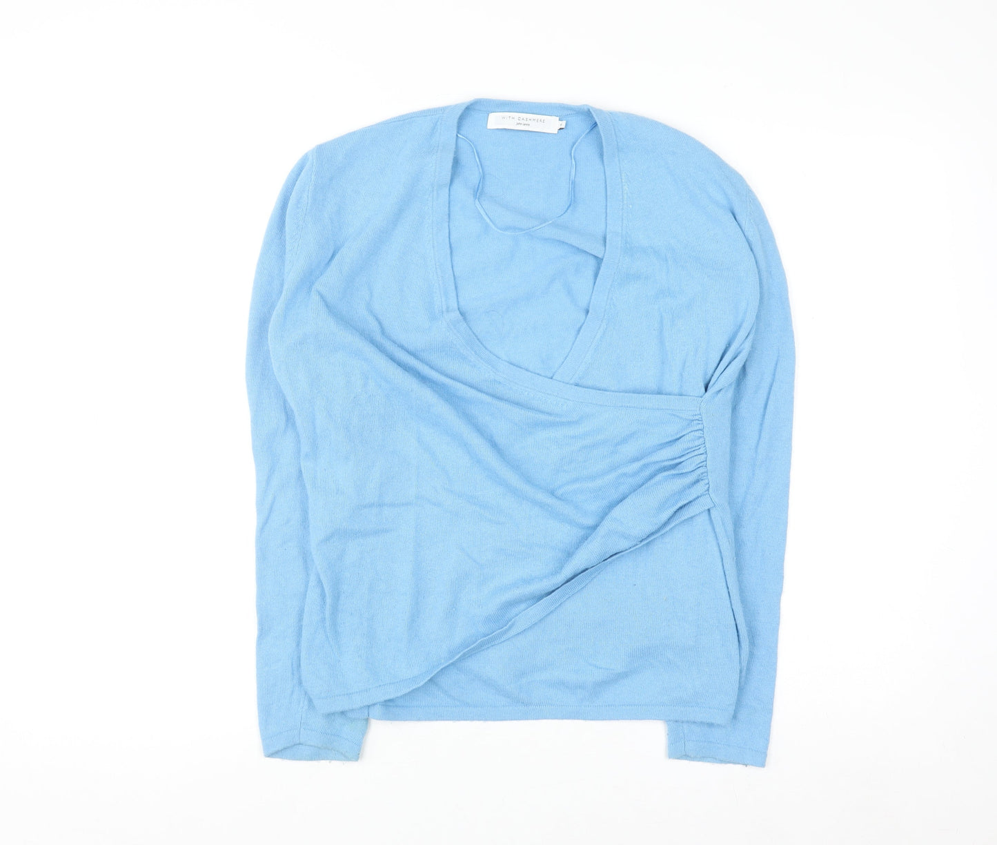 John Lewis Women Blue Size 16 Wrap V-Neck Cashmere Blend Jumper