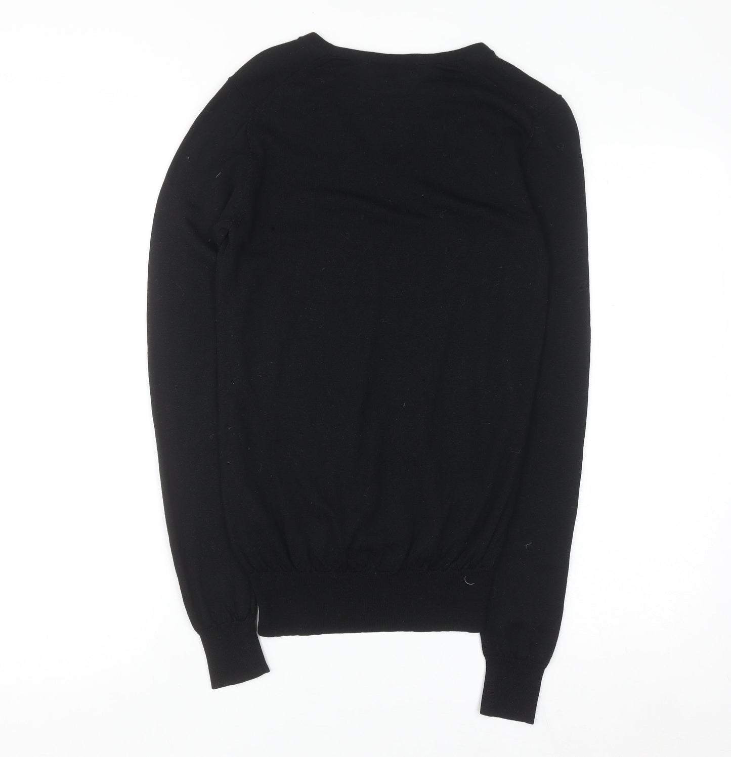 Uniqlo Men Black Wool V-Neck Pullover Jumper Size S