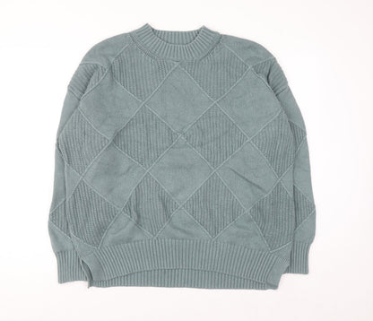 Marks & Spencer Men's Green Argyle Knit Wool Blend Jumper L