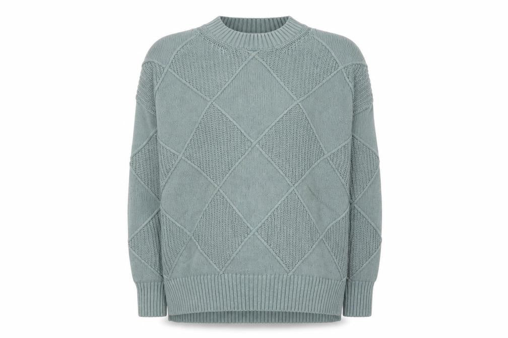 Marks & Spencer Men's Green Argyle Knit Wool Blend Jumper L