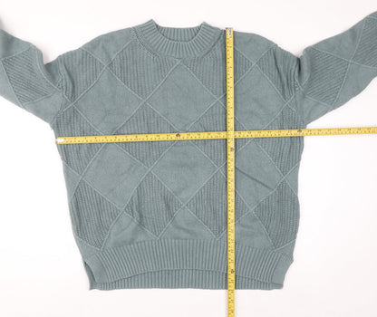 Marks & Spencer Men's Green Argyle Knit Wool Blend Jumper L