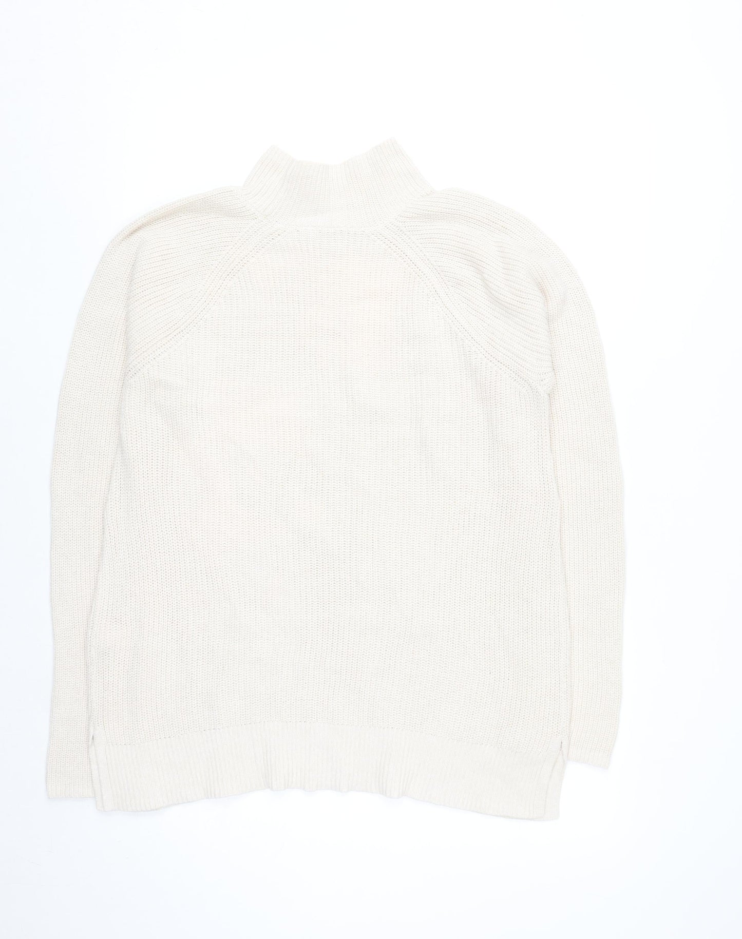 GAP Women Ivory Cotton High Neck Chunky Knit Jumper Size L