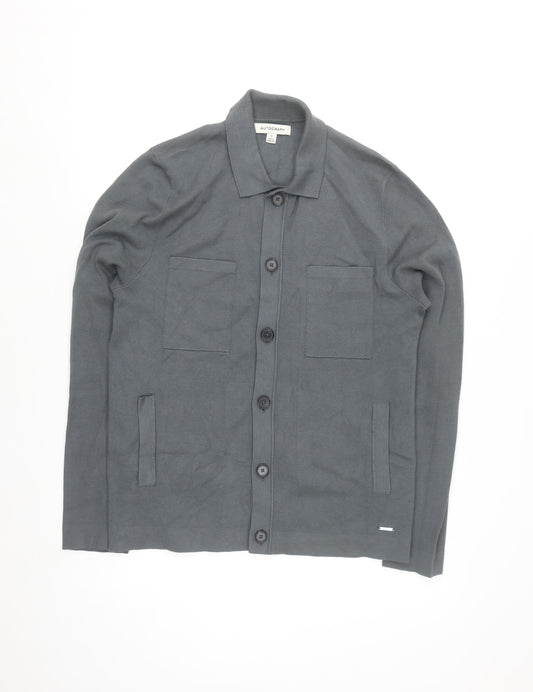 Marks and Spencer Men’s Grey Collared Button Cardigan M Regular Fit