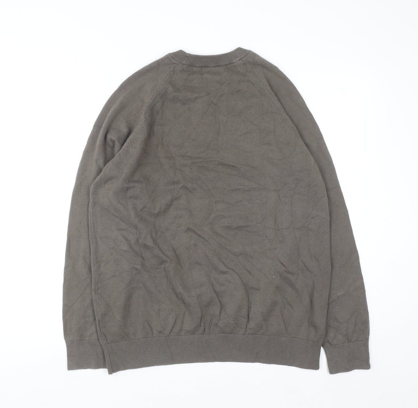 Marks and Spencer Men's Brown Pure Cotton Crew Neck Jumper L