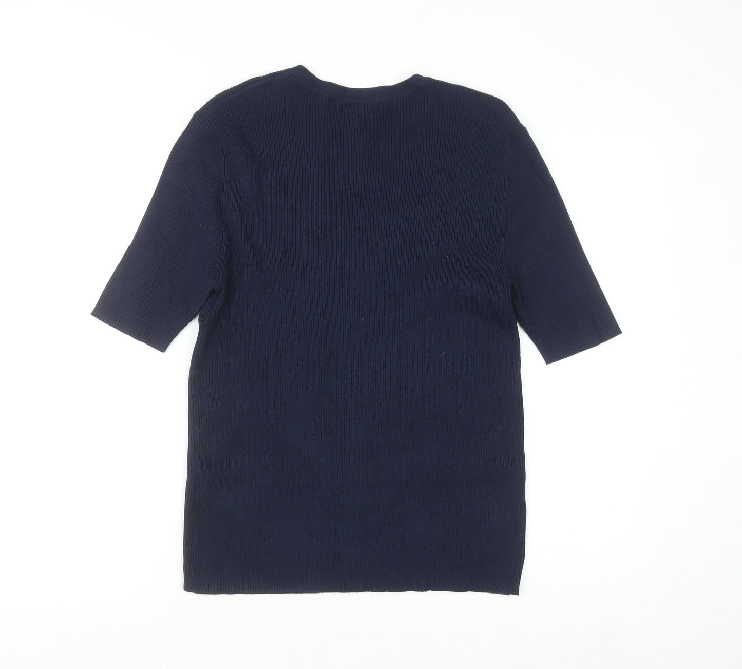Marks and Spencer Women’s Blue Knit Crew Neck Short Sleeve Jumper L