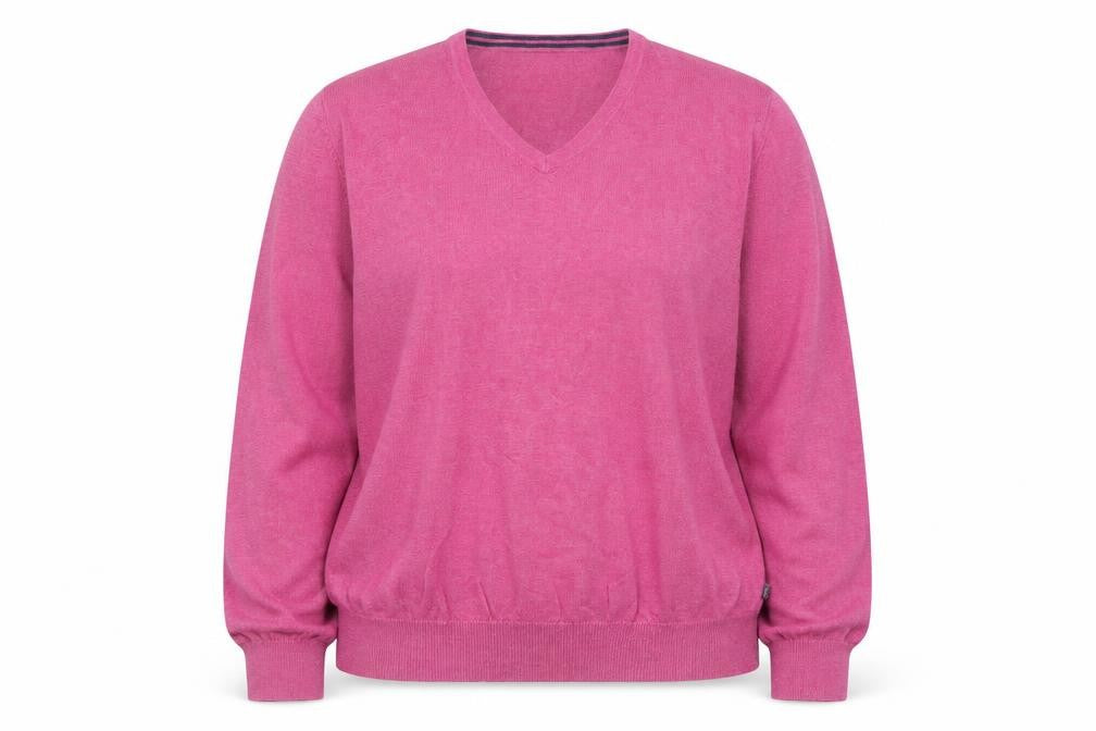 Wolsey Women's Pink Cotton V-Neck Long Sleeve Pullover Jumper L